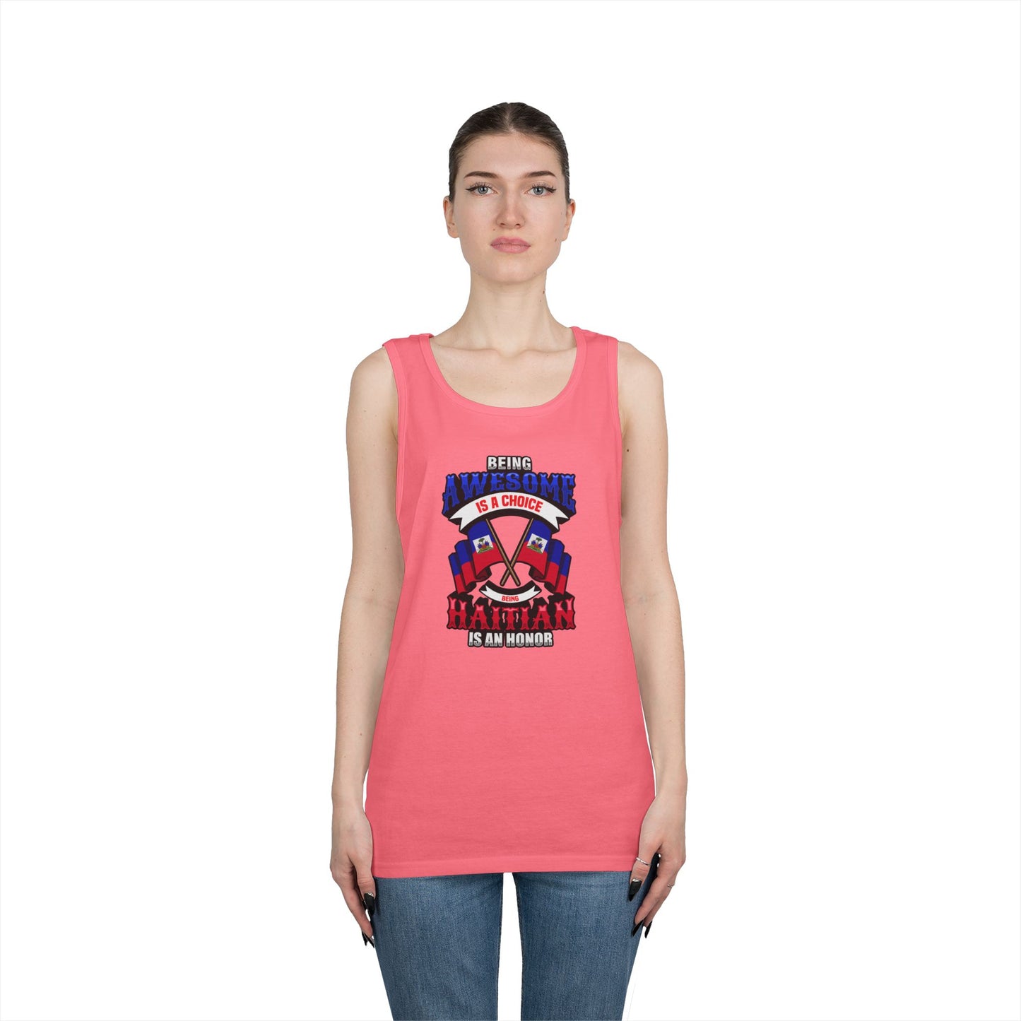 Haitian Pride Cotton Tank Top - "Being Awesome is a Choice"