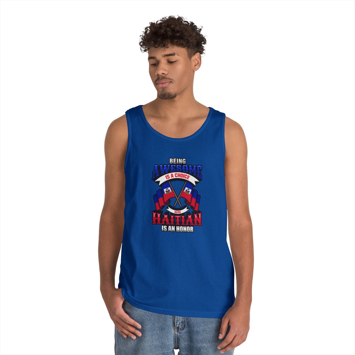 Haitian Pride Cotton Tank Top - "Being Awesome is a Choice"