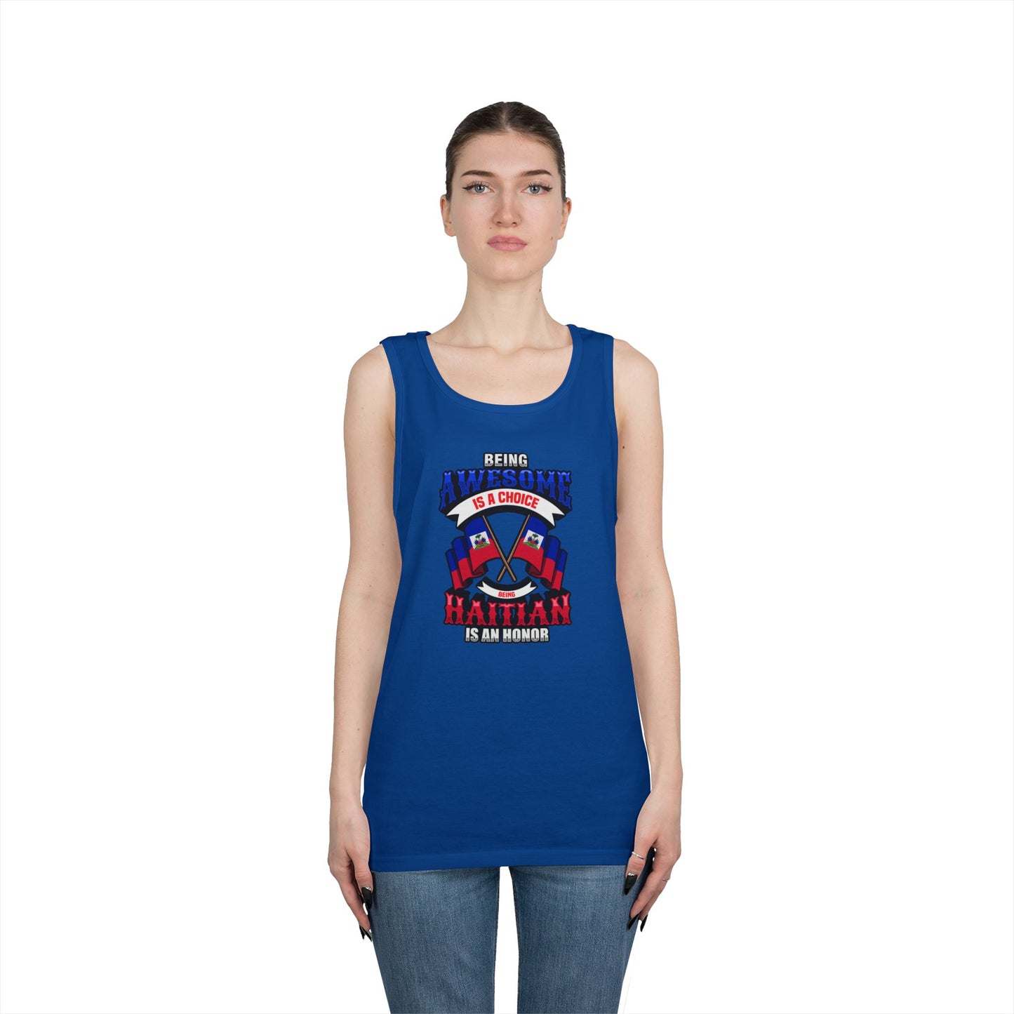 Haitian Pride Cotton Tank Top - "Being Awesome is a Choice"