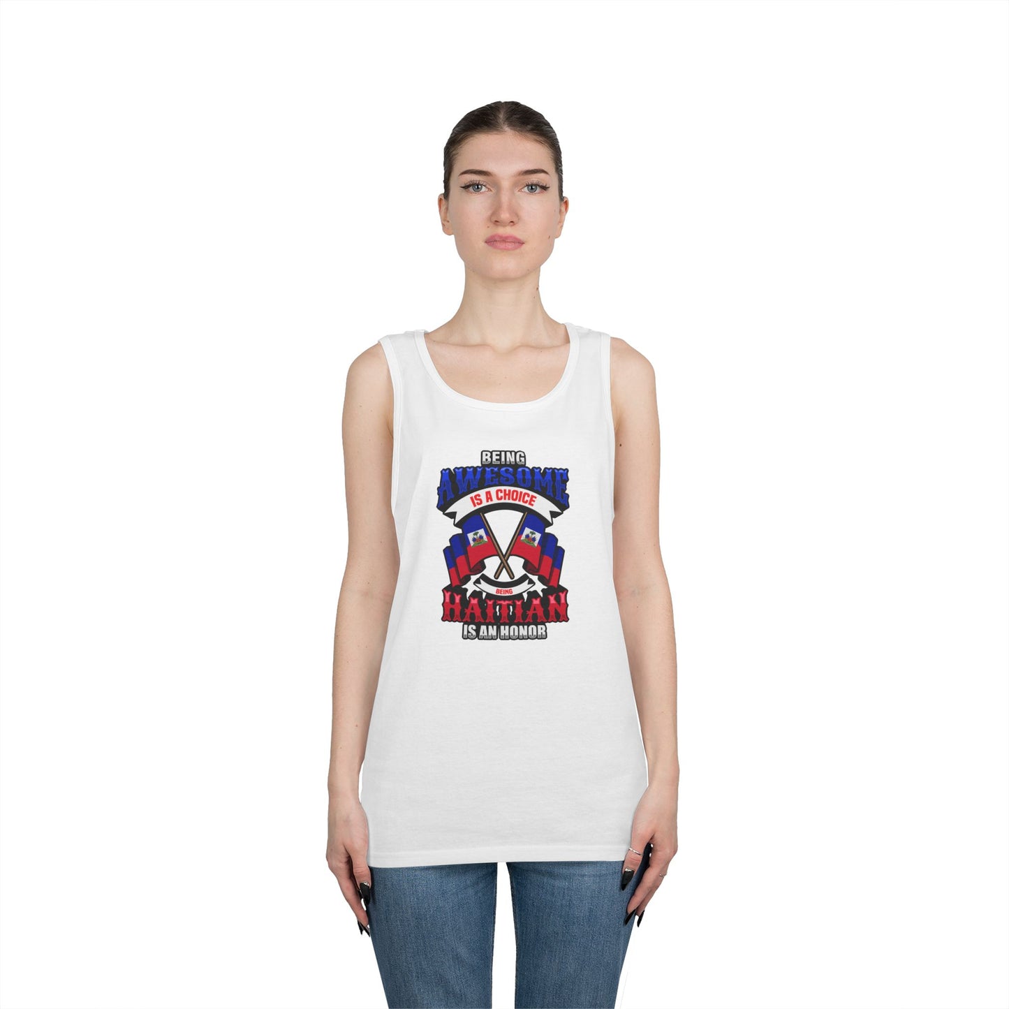 Haitian Pride Cotton Tank Top - "Being Awesome is a Choice"