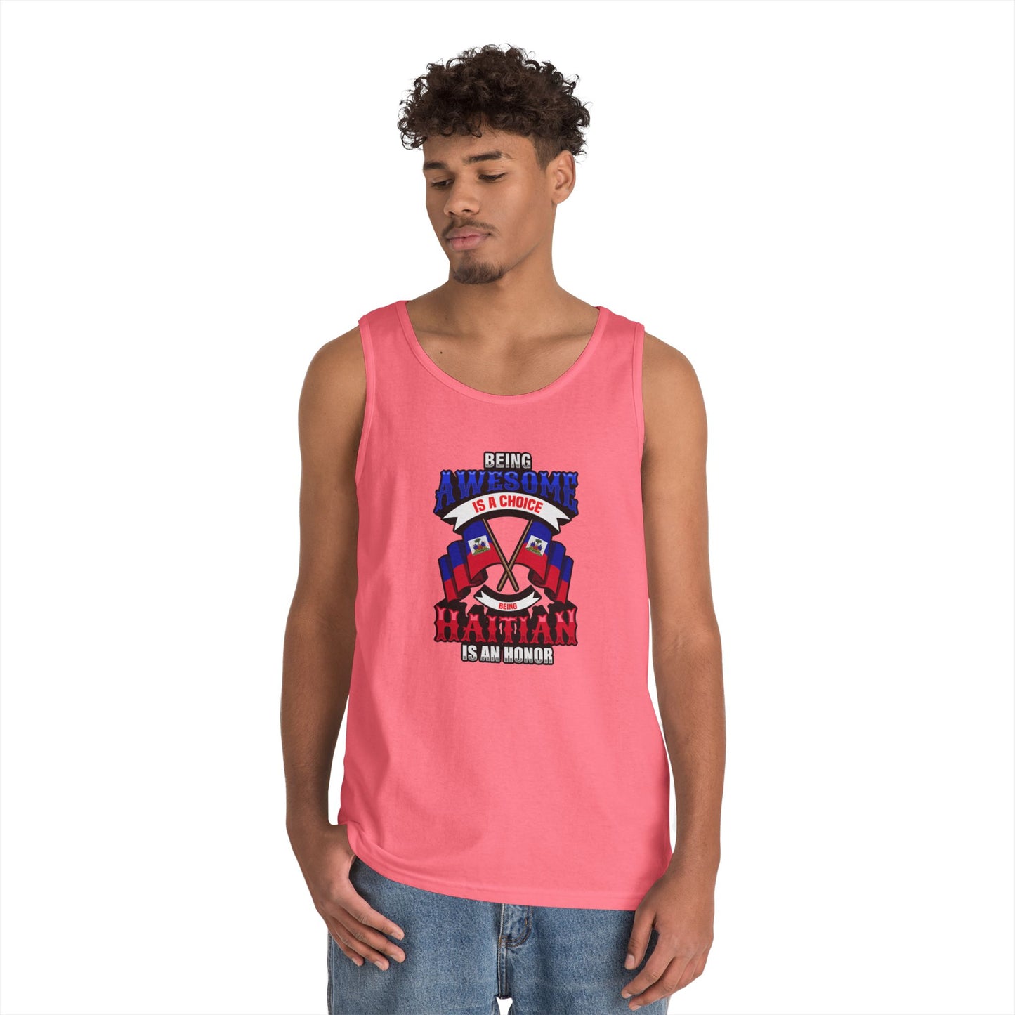 Haitian Pride Cotton Tank Top - "Being Awesome is a Choice"
