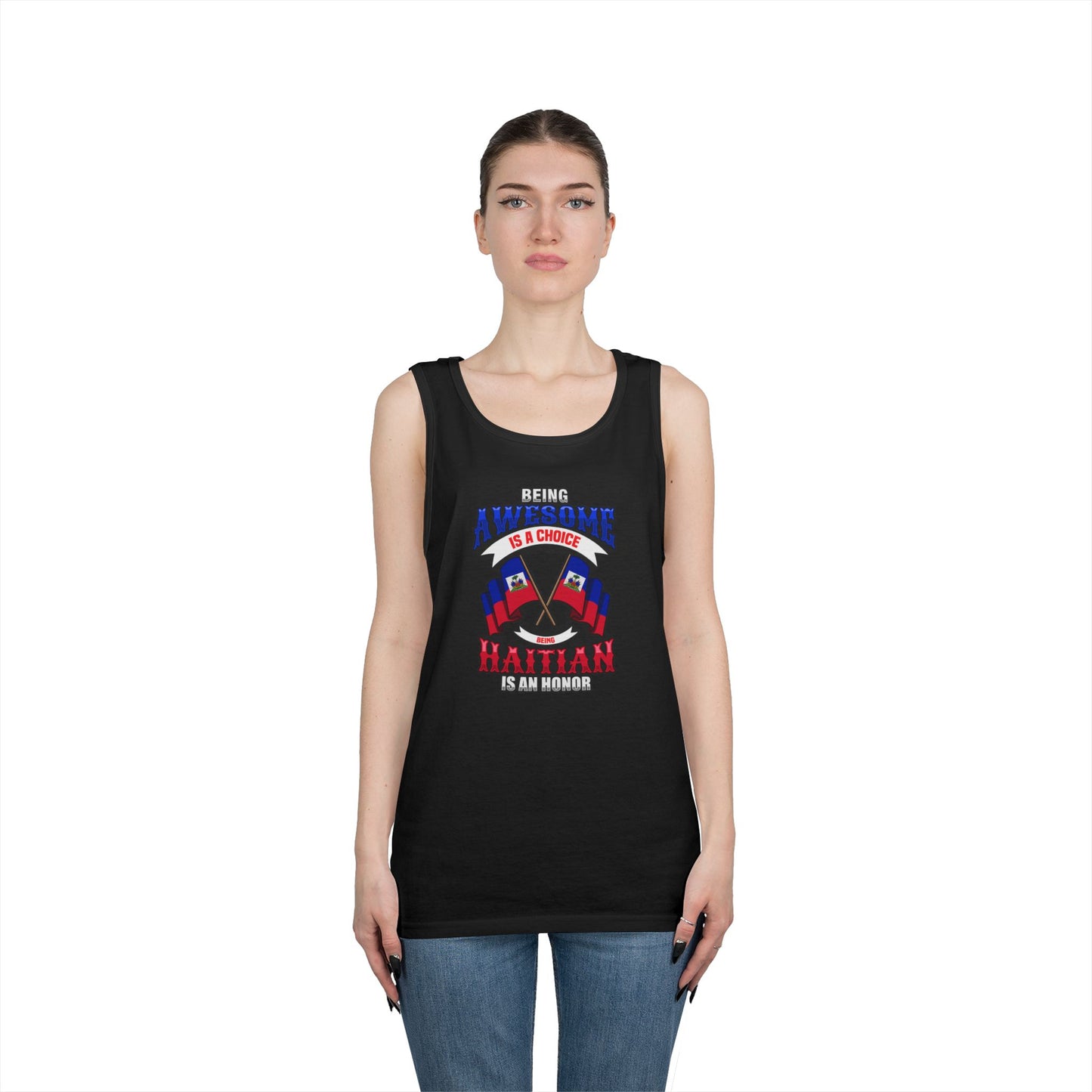 Haitian Pride Cotton Tank Top - "Being Awesome is a Choice"