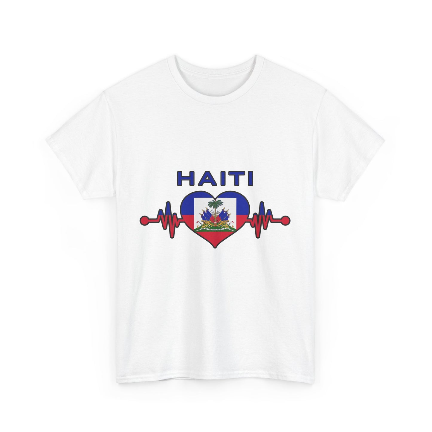 Haiti Heartbeat Unisex Heavy Cotton Tee - Celebrate Your Heritage