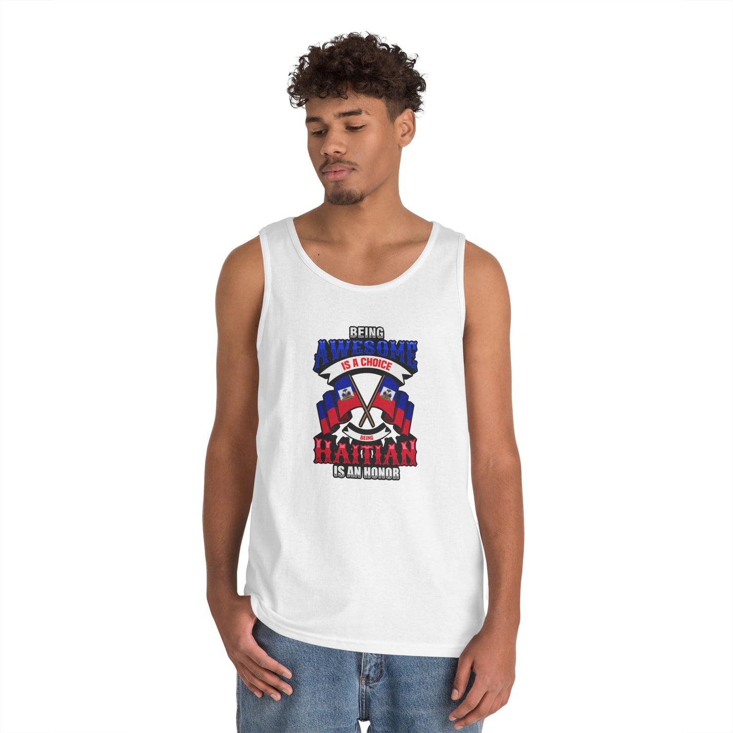 Haitian Pride Cotton Tank Top - "Being Awesome is a Choice"