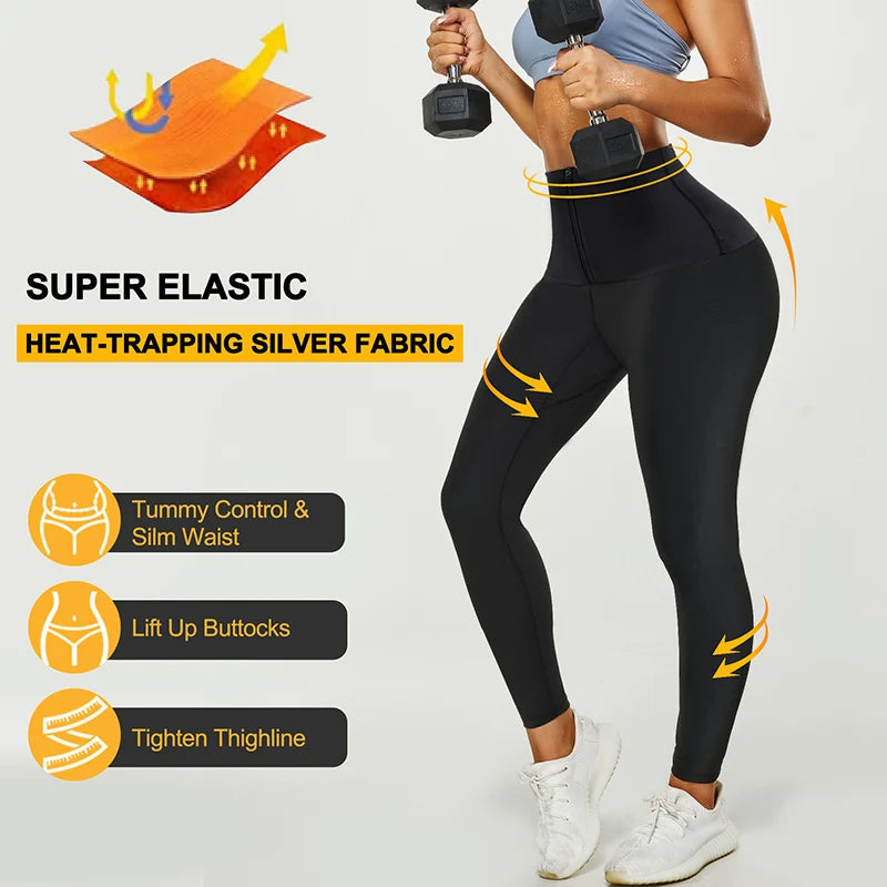 High Waist Sauna Pants for Women – Sweat Shapewear Leggings, Slimming Workout & Fitness Tights