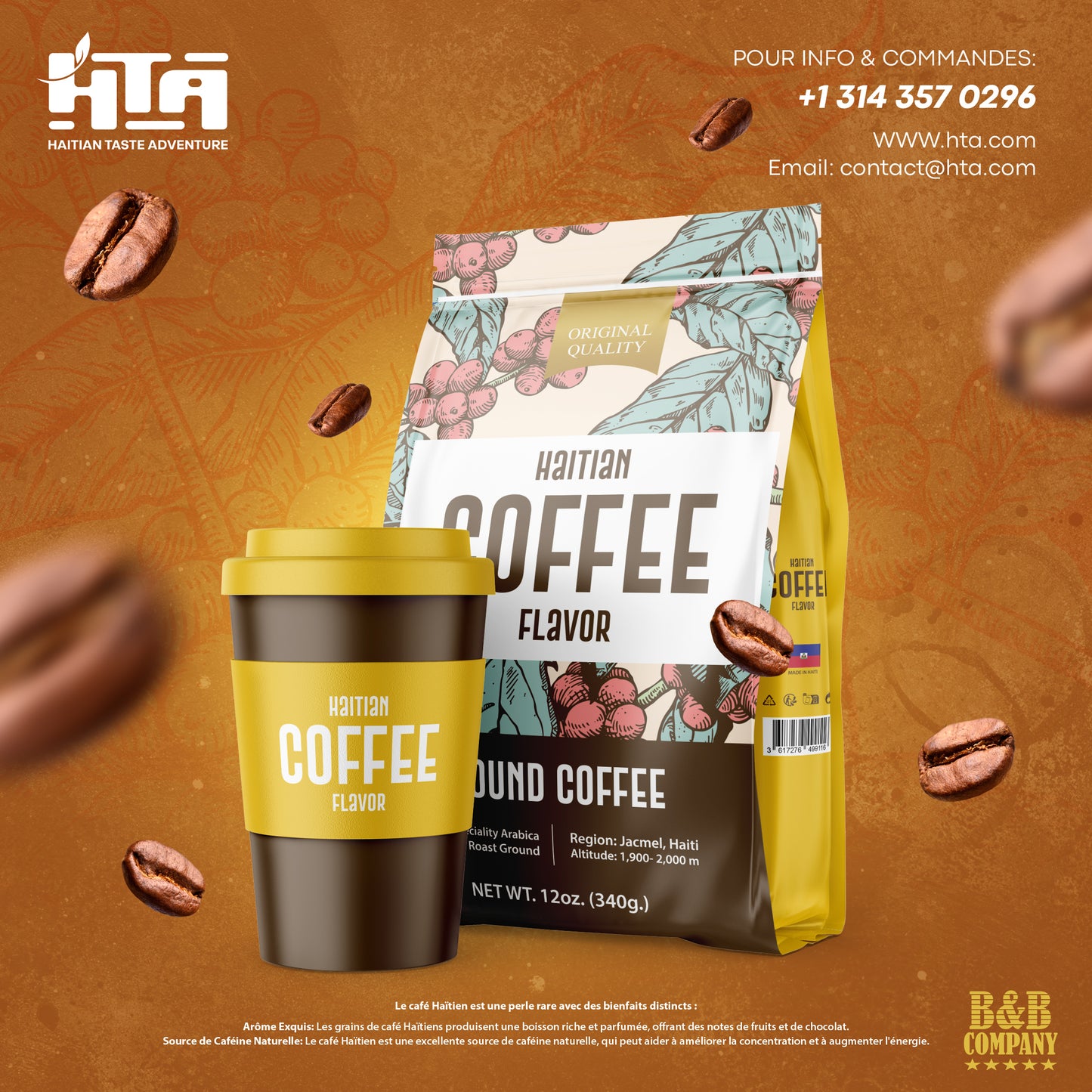 Haitian Arabica Ground Coffee – 100% Natural from Jacmel, Haiti | Medium Roast – 16 Oz