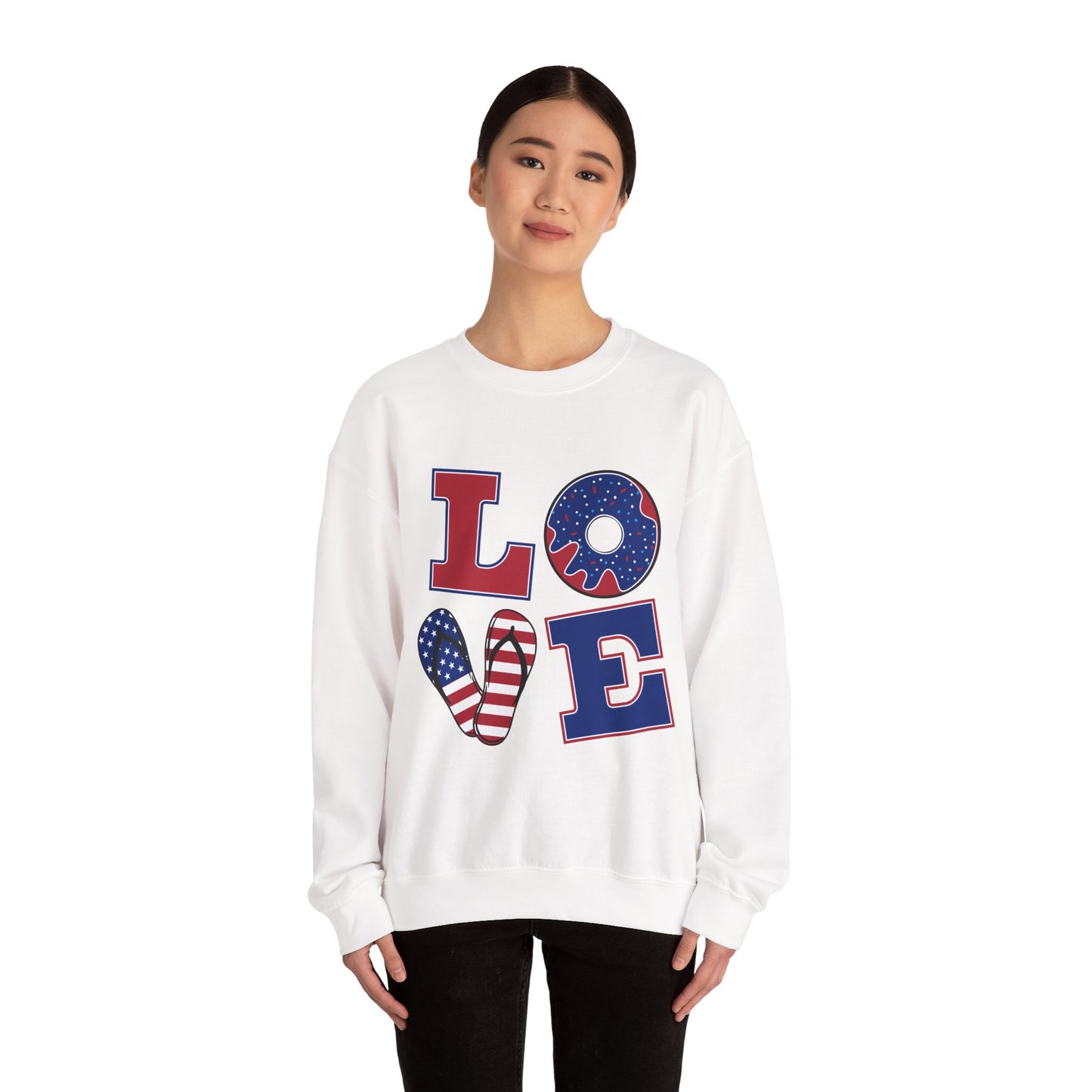 Unisex Heavy Blend™ Crewneck Sweatshirt - 'Love' Design with American Theme