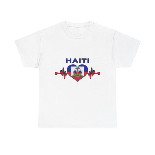 Haiti Heartbeat Unisex Heavy Cotton Tee - Celebrate Your Heritage