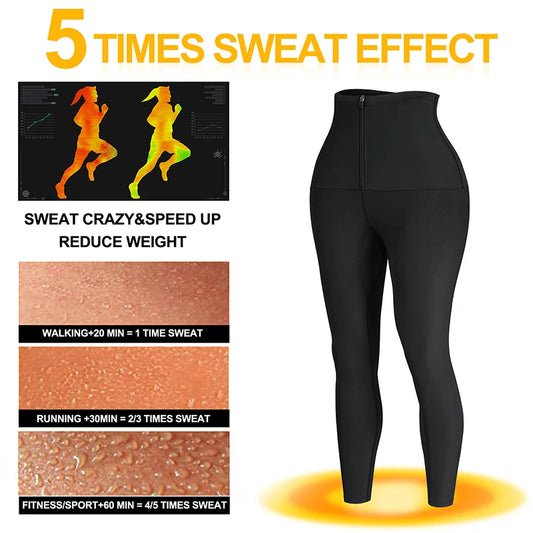 High Waist Sauna Pants for Women – Sweat Shapewear Leggings, Slimming Workout & Fitness Tights