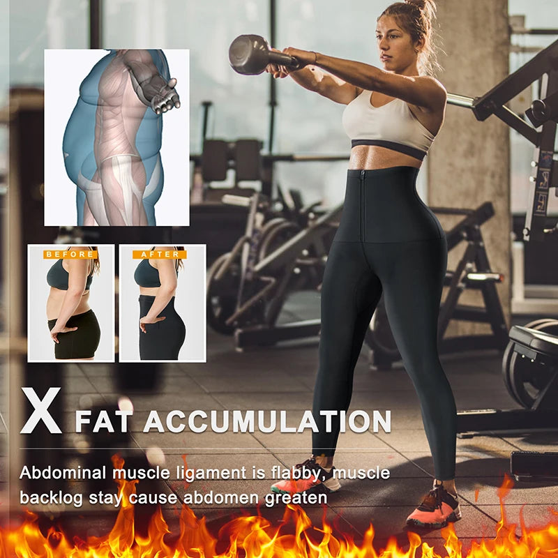 High Waist Sauna Pants for Women – Sweat Shapewear Leggings, Slimming Workout & Fitness Tights