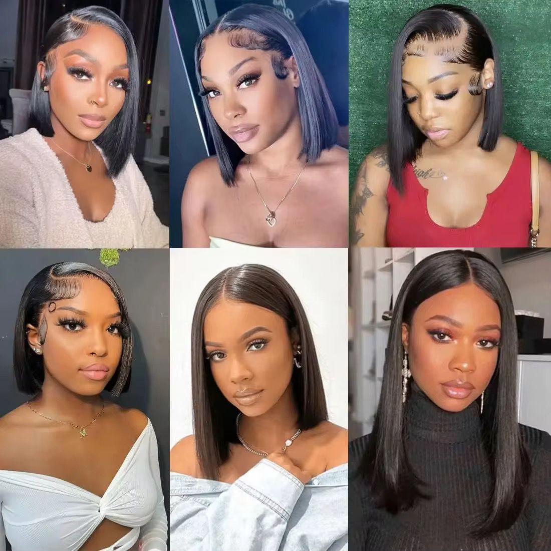 Lace Front Wig 180% Density Short Bob Wig with Transparent Lace Frontal Pre Plucked With Baby Hair Natural Color