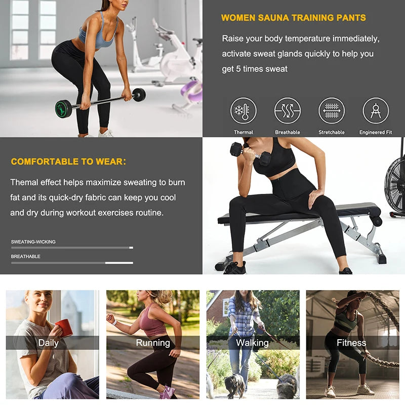 High Waist Sauna Pants for Women – Sweat Shapewear Leggings, Slimming Workout & Fitness Tights