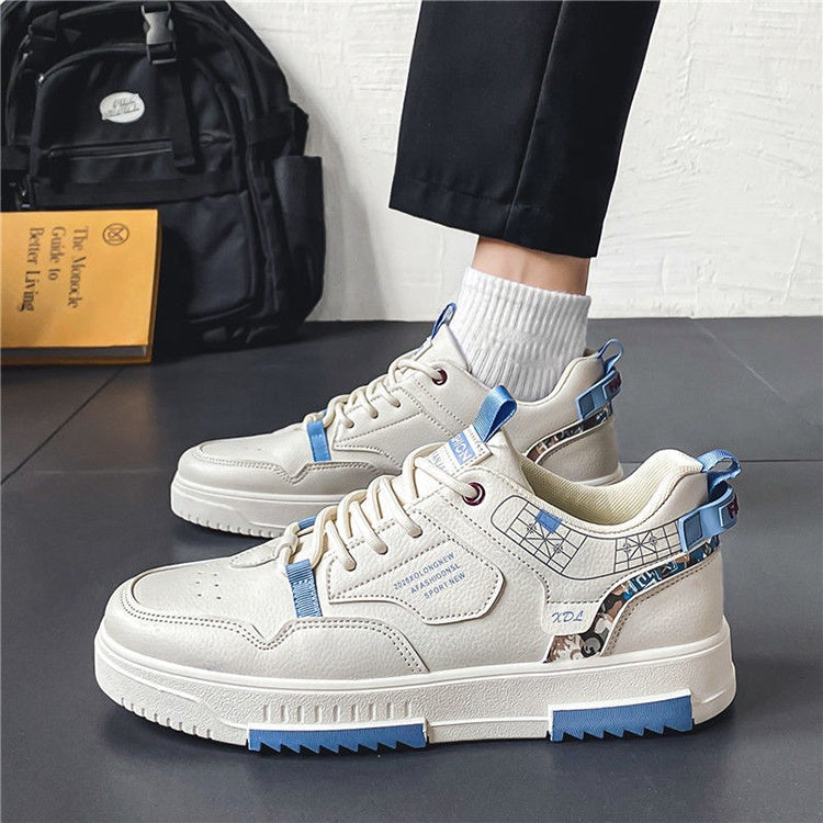 Men's shoes, men's shoes, new breathable white shoes, trend, versatile platform, casual walking sports shoes, men's sneakers